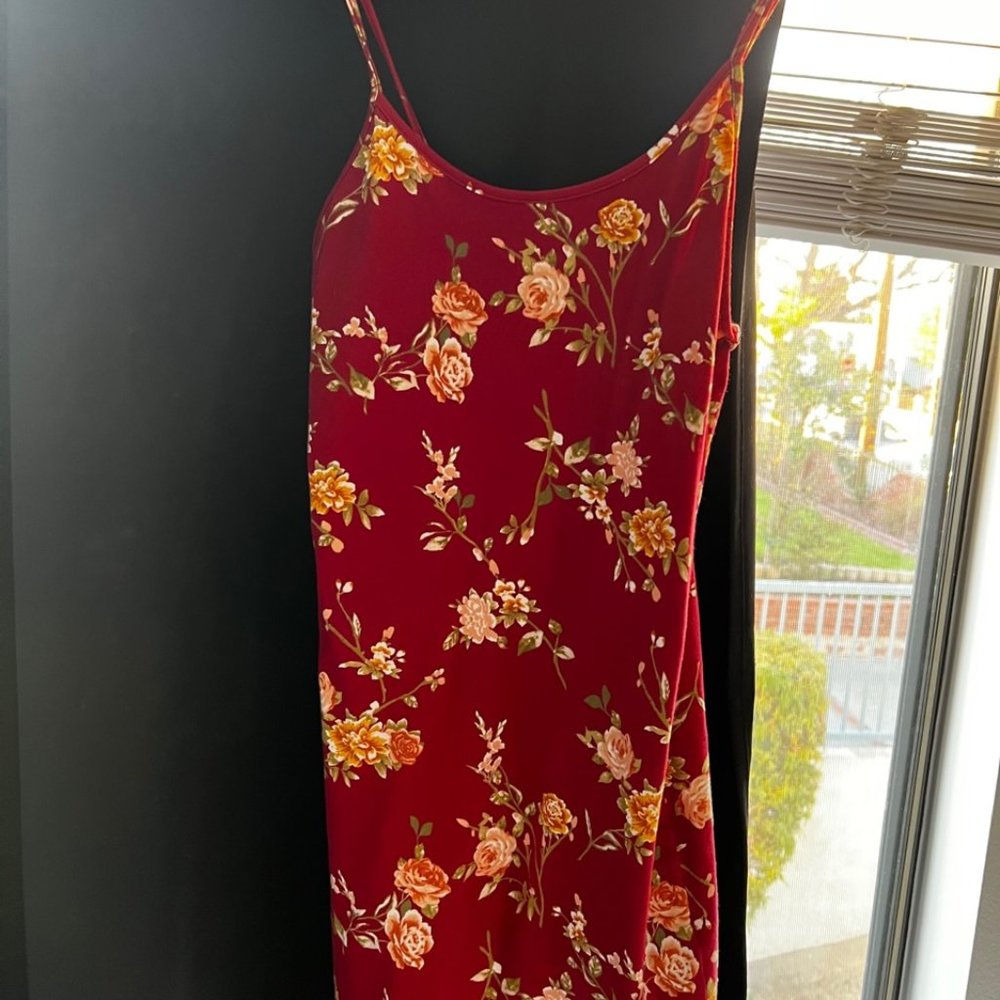 Forever 21 Floral Red Bodycon Dress